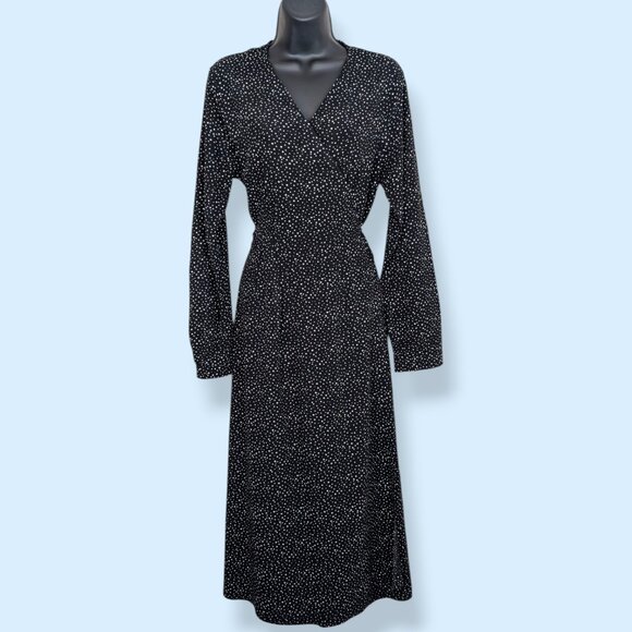 Ines De La Fressange Black Starry Wrap Dress - Picture 1 of 10
